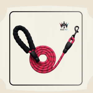 Reflective Nylon Dog Leash with Padded Handle (Pink)