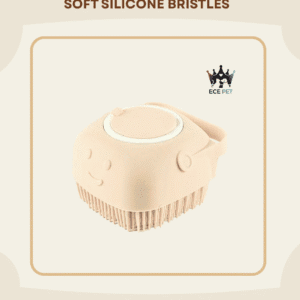 Dual-Sided Silicone Pet Bath Brush for Cats & Dogs (Beige)