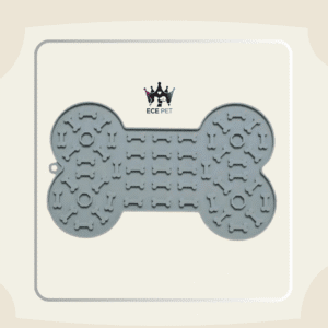 Bone-Shaped Dog Lick Mat – Calming Silicone Pad with Suction Cups (Gray)
