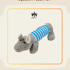 Gray Elephant Dog Toy for Pets – Plush Squeaky Teething Toy