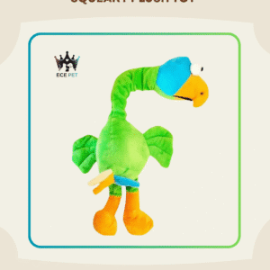 Green Bird Dog Toy – Squeaky Plush Chew Toy