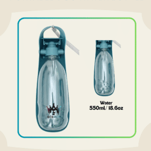 Portable Pet Water Bottle – Foldable Dog Dispenser with Bowl (550ml, Dark Blue)