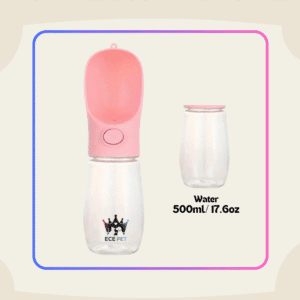 Portable Dog Water Bottle – 500ml (17.6 oz) - (Pink)