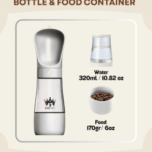 Portable Pet Water Bottle & Food Container (White)