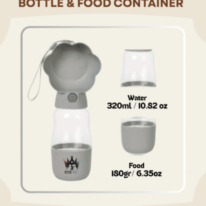 Portable Pet Water Bottle & Food Container (Gray)