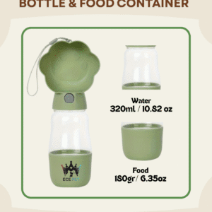 Portable Pet Water Bottle & Food Container (Green)