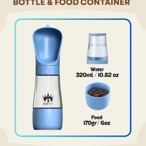 Portable Pet Water Bottle & Food Container (Blue)