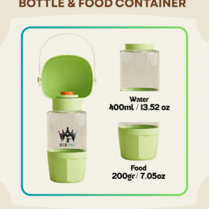 Portable Pet Water Bottle & Food Container (Green)